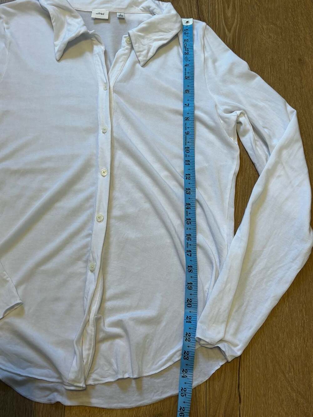 Wilfred Long Sleeve Button Down Shirt Size L White Tencel - Picture 6 of 6